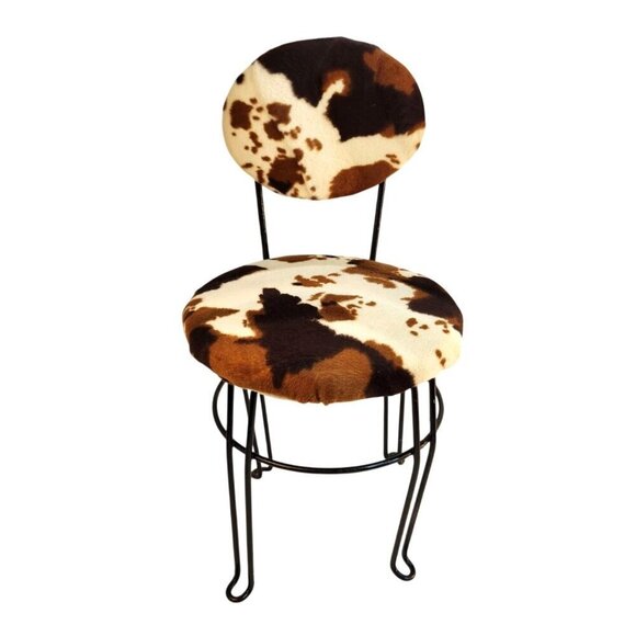 Other - Western Rustic Cow Print Upholstered Children Chair With Black Metal Frame